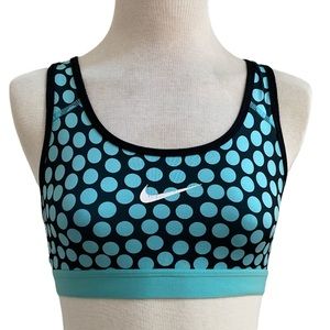 Nike Dri-Fit Running Athletic Sports Bra - Black & Mint Polka Dot - Excellent SM